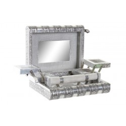 Cutie pentru Bijuterii Silver din Lemn cu Aluminiu 23x19x8cm