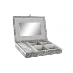 Cutie pentru Bijuterii Silver din Lemn cu Aluminiu 28x20x6cm 