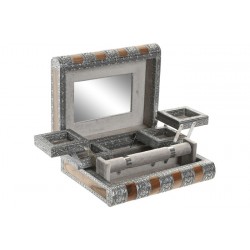 Cutie pentru Bijuterii Silver din Lemn cu Aluminiu 23x19x8cm