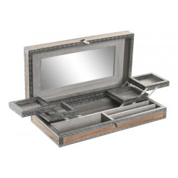 Cutie pentru Bijuterii Silver din Lemn cu Aluminiu 38x20x8cm