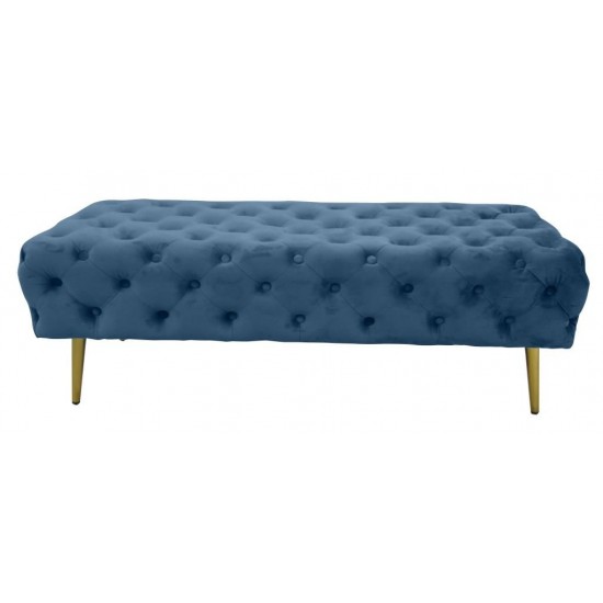 Taburet Dark Blue din Catifea 120x45x40cm Mobilier