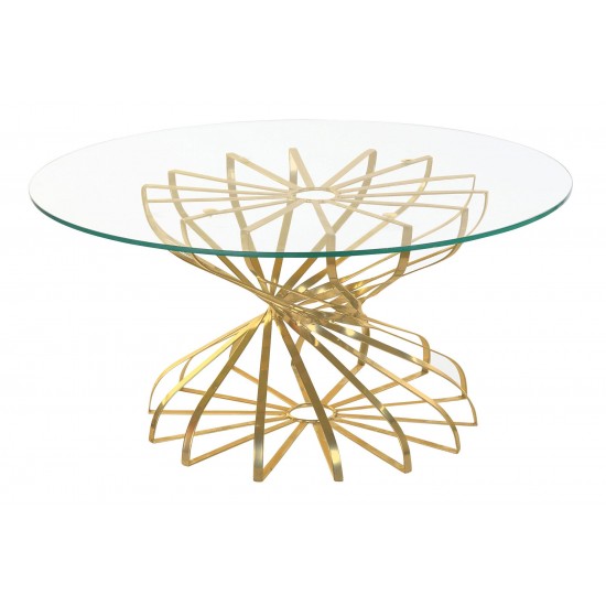 Masa Golden din Metal cu Sticla D81x38cm Mese pentru Cafea
