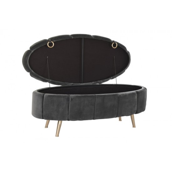 Taburet Grey din Catifea cu Metal 125x56x53cm Taburete