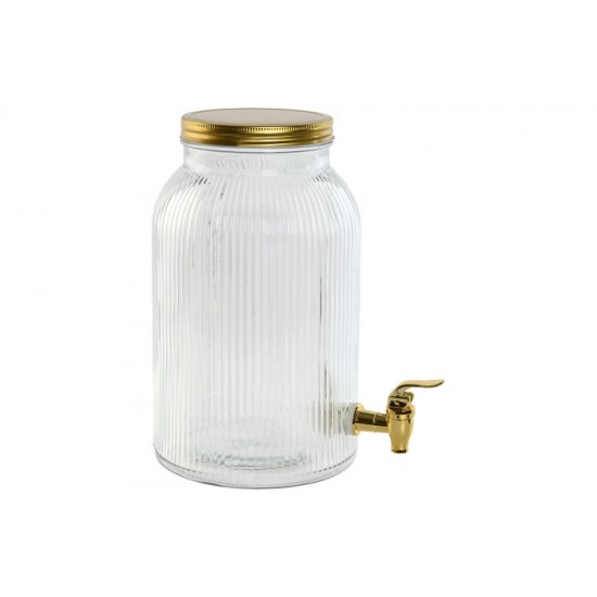 Dispenser Gold din Sticla cu Metal 5.5L 18x24x31cm Accesorii de Bucătărie și Veselă