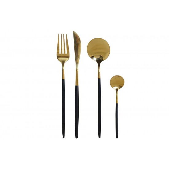Set 16 Tacamuri Black Gold din Inox Tacâmuri