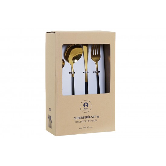Set 16 Tacamuri Black Gold din Inox Tacâmuri