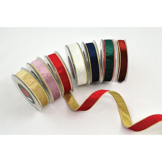 Rola Velvet Ribbon Gold Back 7.2cmx4.5m Decorațiuni