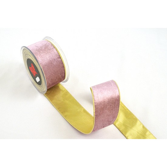 Rola Velvet Ribbon Gold Back 7.2cmx4.5m Decorațiuni