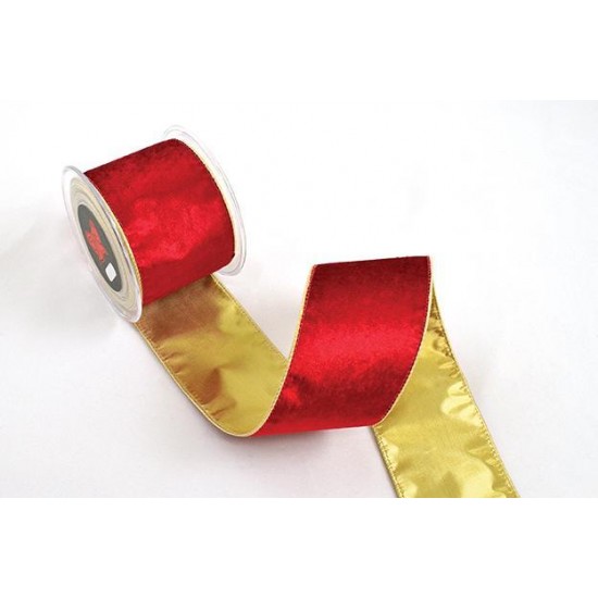 Rola Velvet Ribbon Gold Back 7.2cmx4.5m Decorațiuni